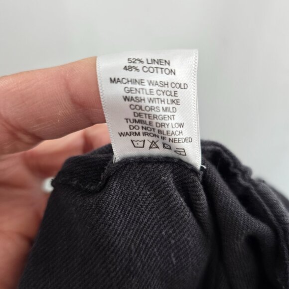 Able Black Linen Cotton Blend Charlie Tapered Oversize Pants Pockets Size 14 - Picture 7 of 12